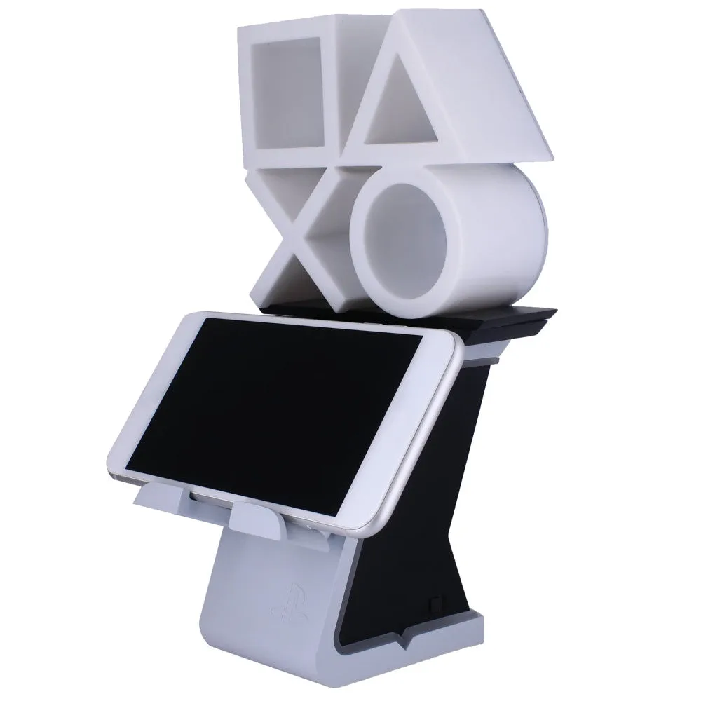 Cable Guys LED IKONS PlayStation Logo - White & Blue - Controller and Phone Holder