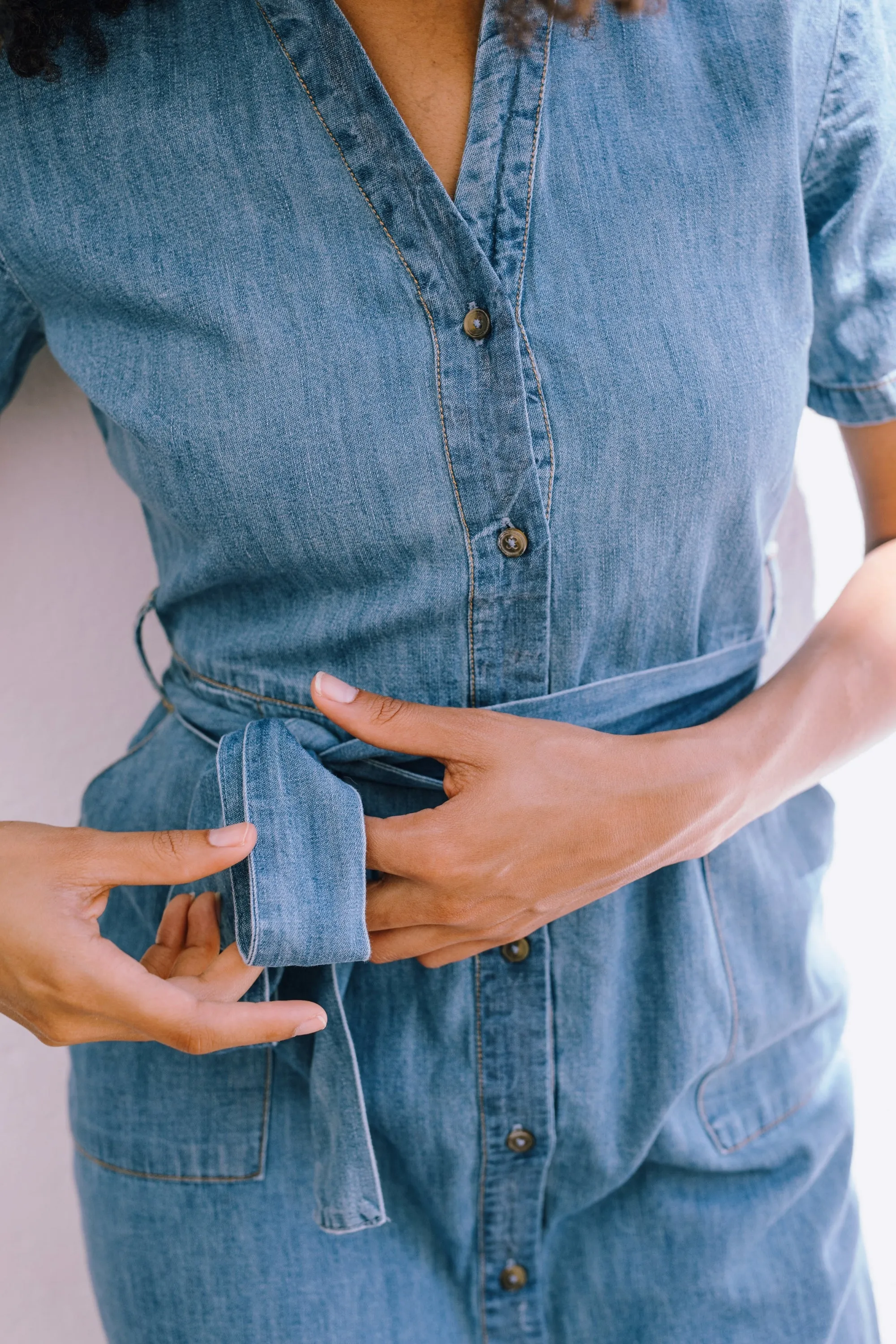 Cloretta Midi Shirt Dress - Mid Blue Denim