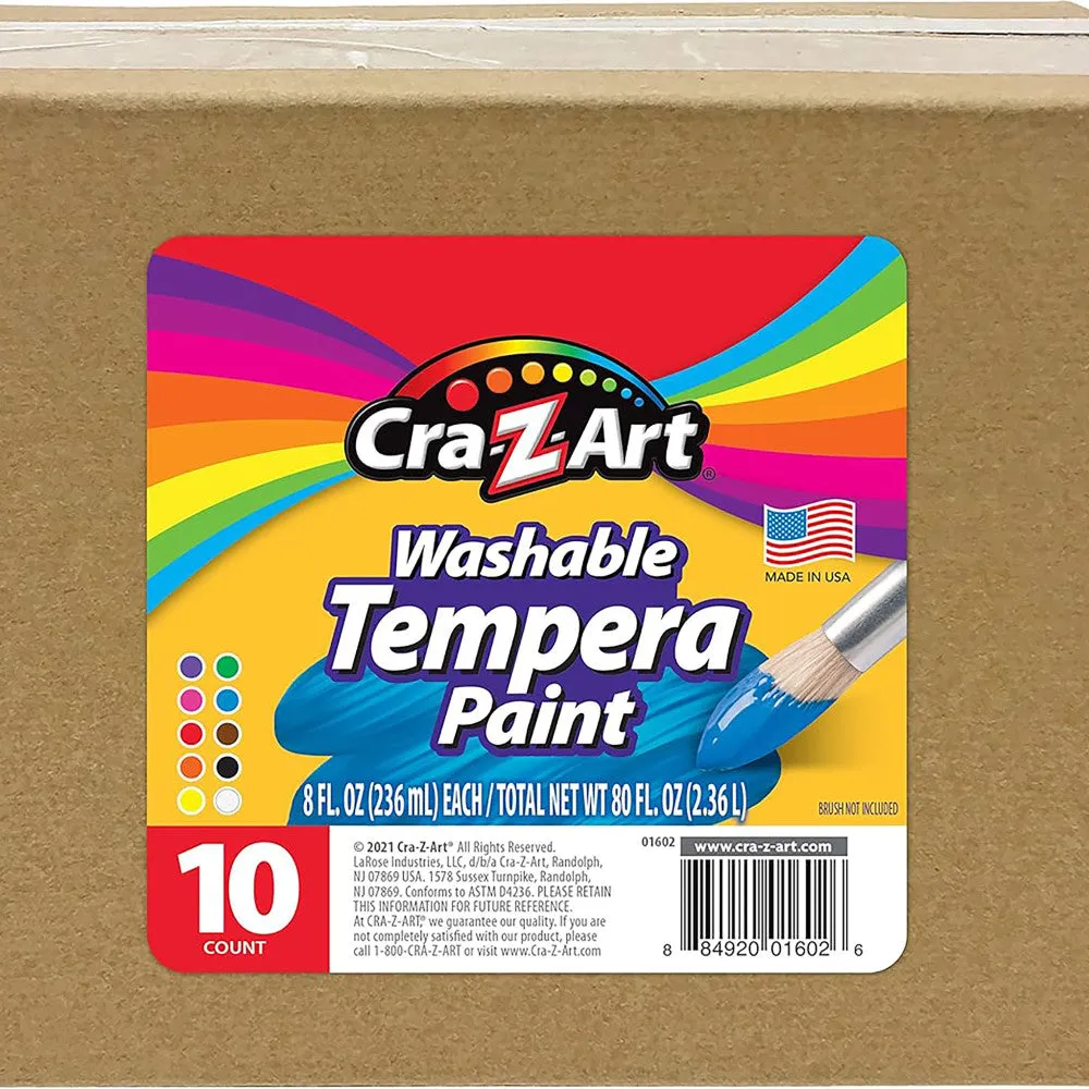 Cra-Z-Art Classroom Pack Washable Tempera Paints - 10 Colors, 8oz Each