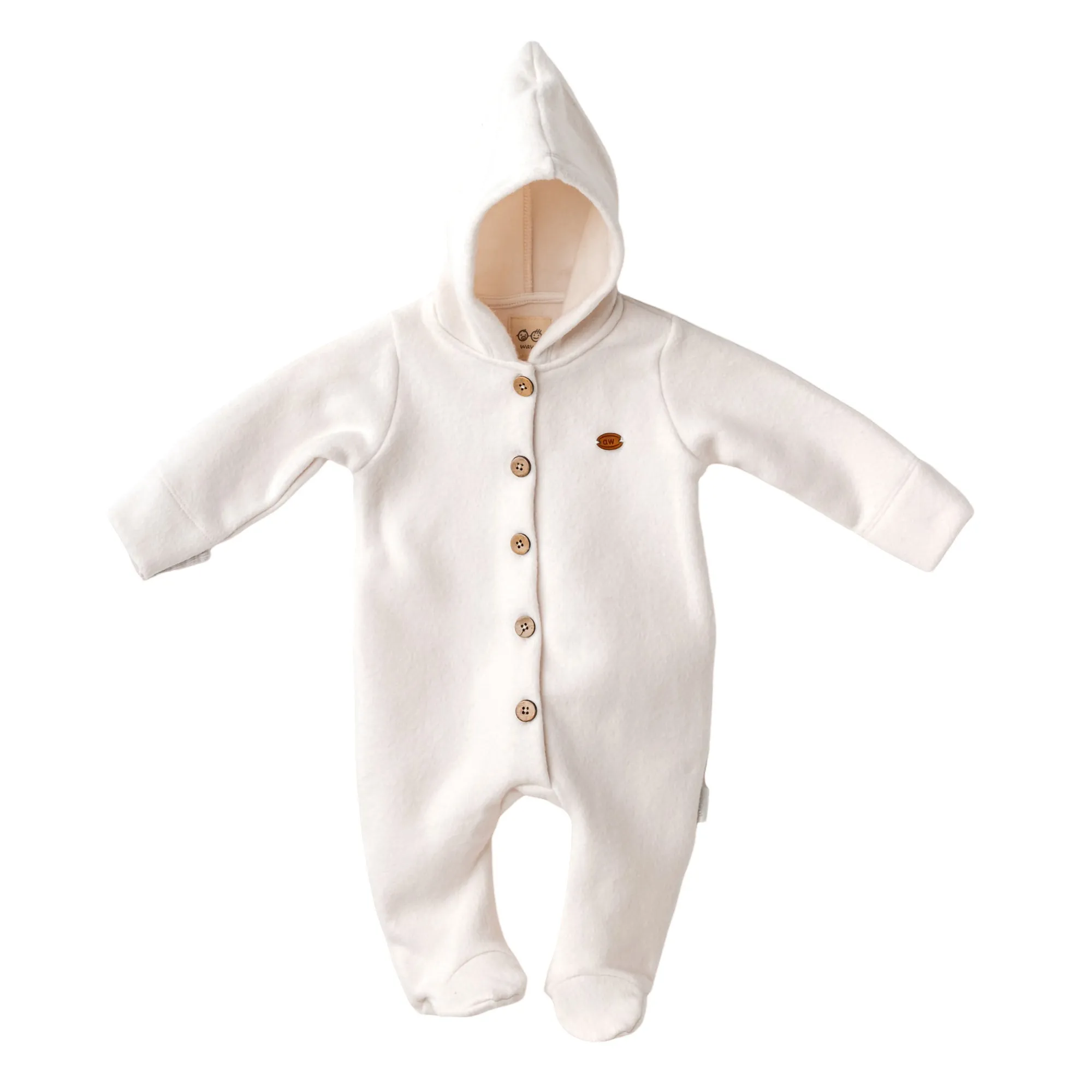 Cream Hood Buttoned Romper
