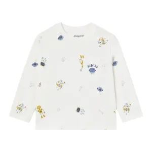 Cream Robot Print T-Shirt
