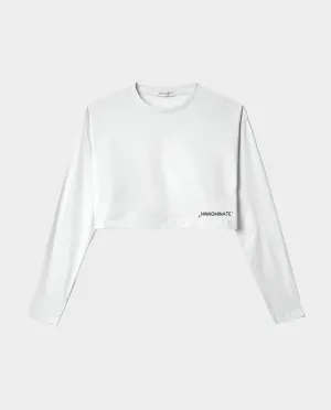 Crop Top In Jersey Manica Lunga Con Stampa Sul Davanti