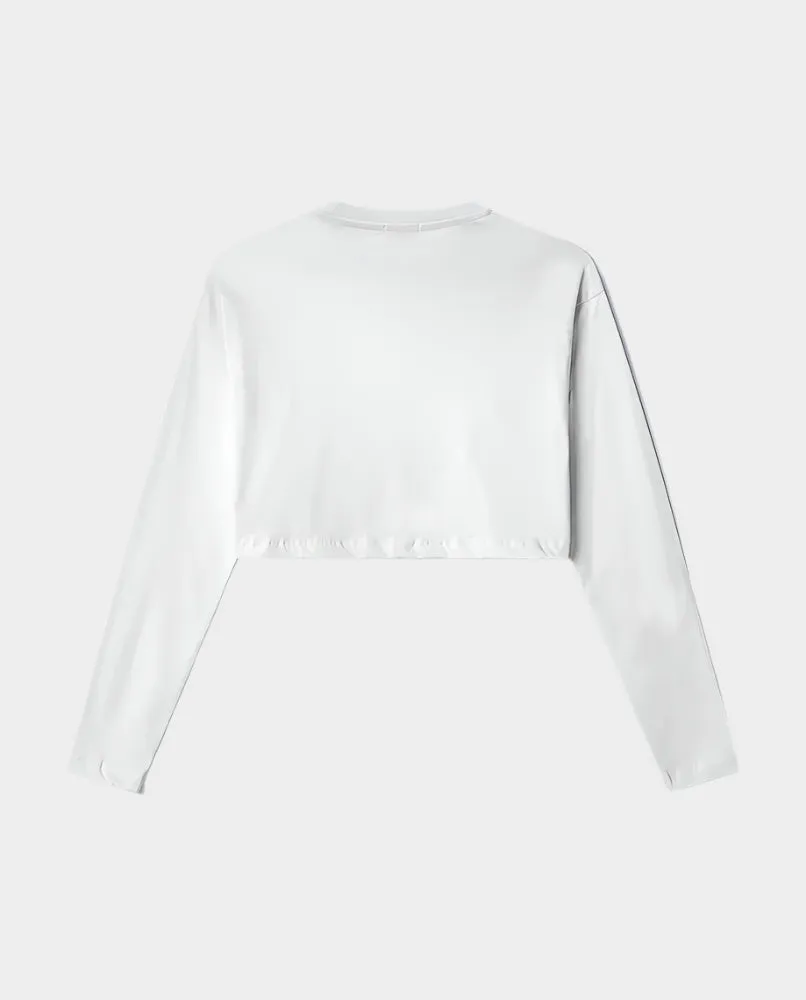 Crop Top In Jersey Manica Lunga Con Stampa Sul Davanti