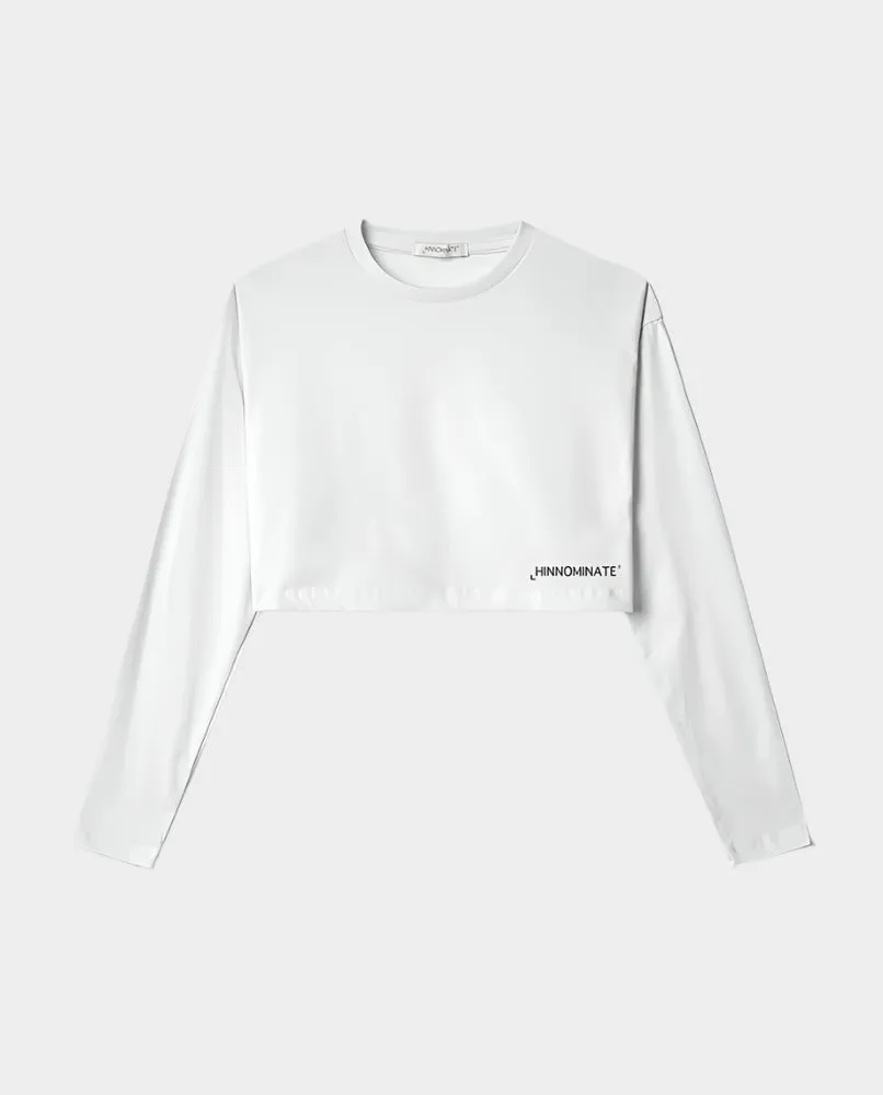 Crop Top In Jersey Manica Lunga Con Stampa Sul Davanti