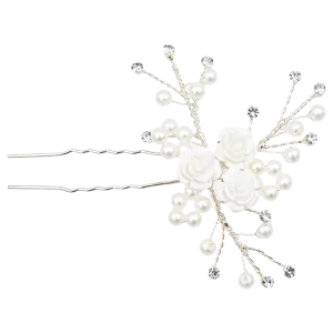 Crystal Blooming Pearl Rose Hair Pin
