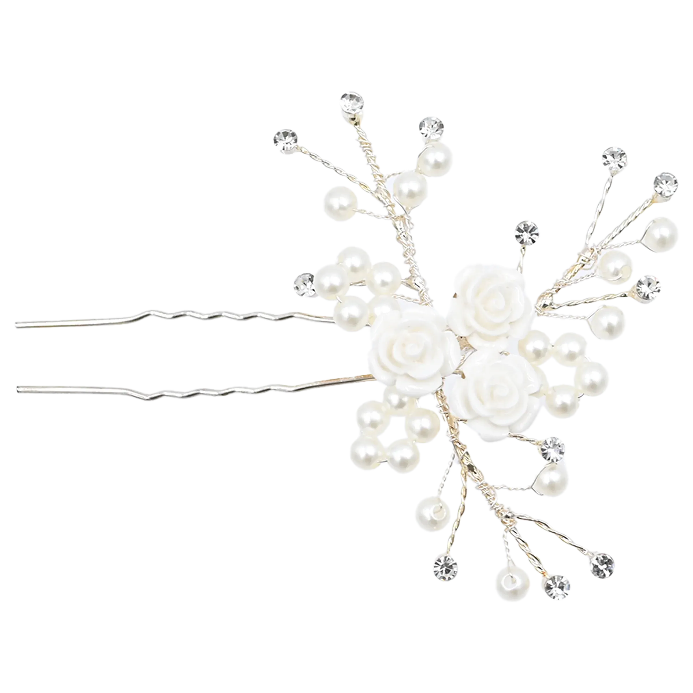 Crystal Blooming Pearl Rose Hair Pin