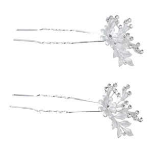 Crystal Flower Rhinestone Accented Hair Clips