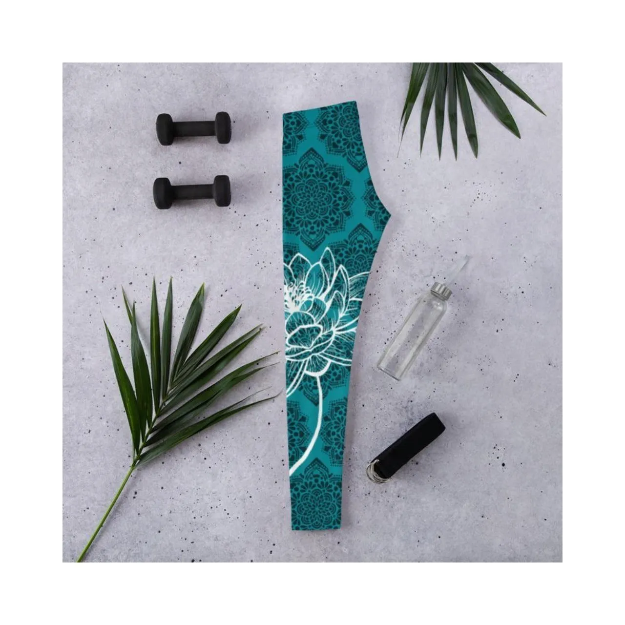 Cyan Blue Lotus Leggings