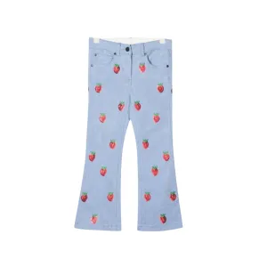 Denim Strawberry Print Jeans
