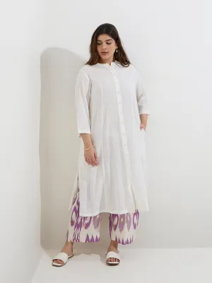 Diza White Solid A-Line Kurta