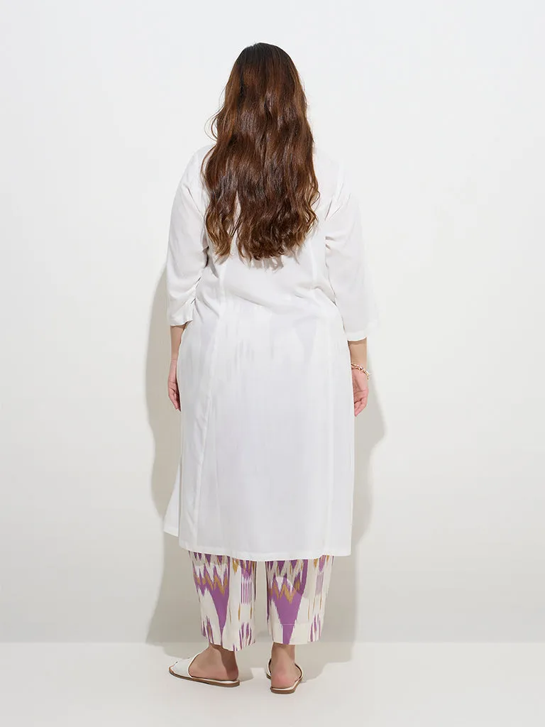 Diza White Solid A-Line Kurta