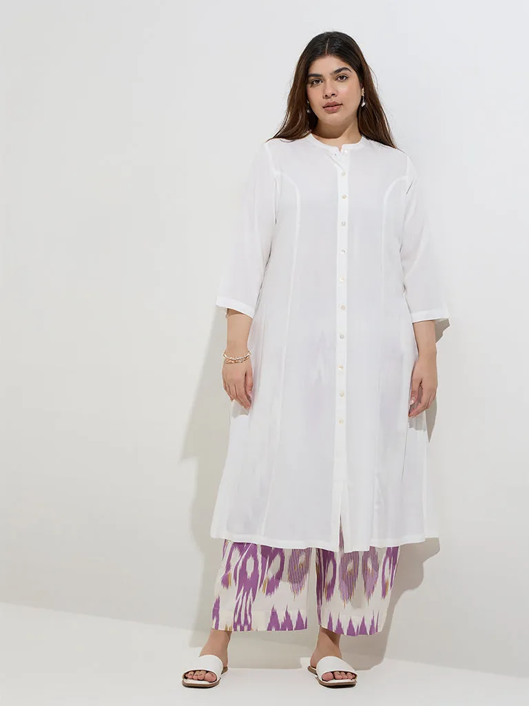 Diza White Solid A-Line Kurta
