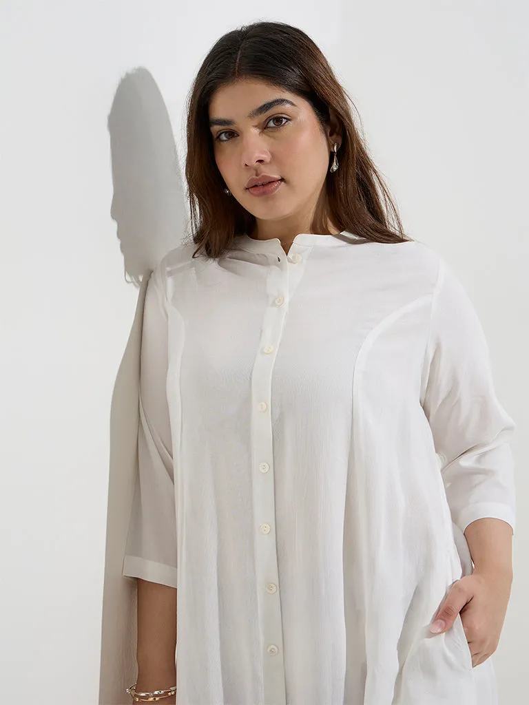 Diza White Solid A-Line Kurta