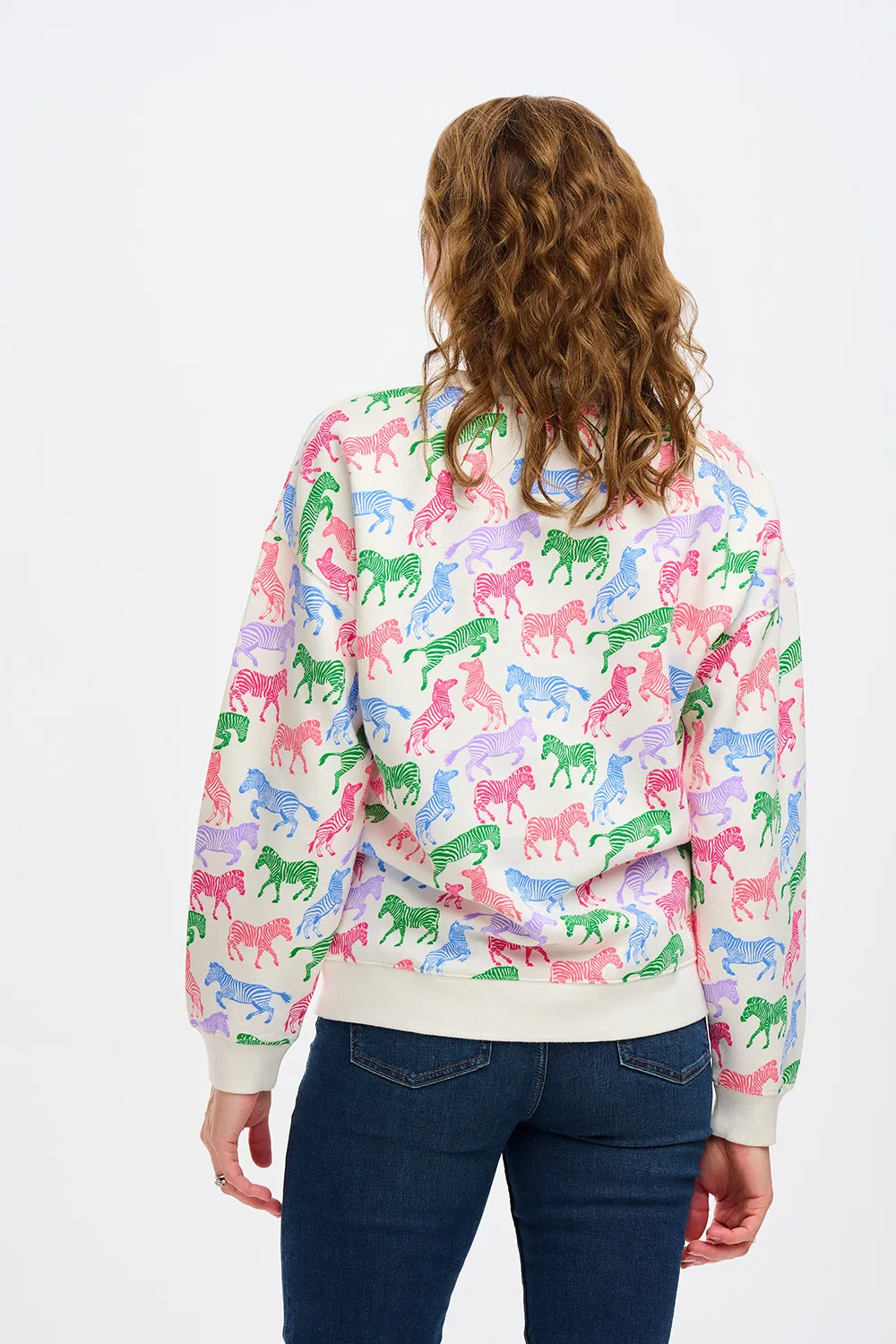 Eadie Relaxed Sweatshirt - Off-White. Colourful Zebra