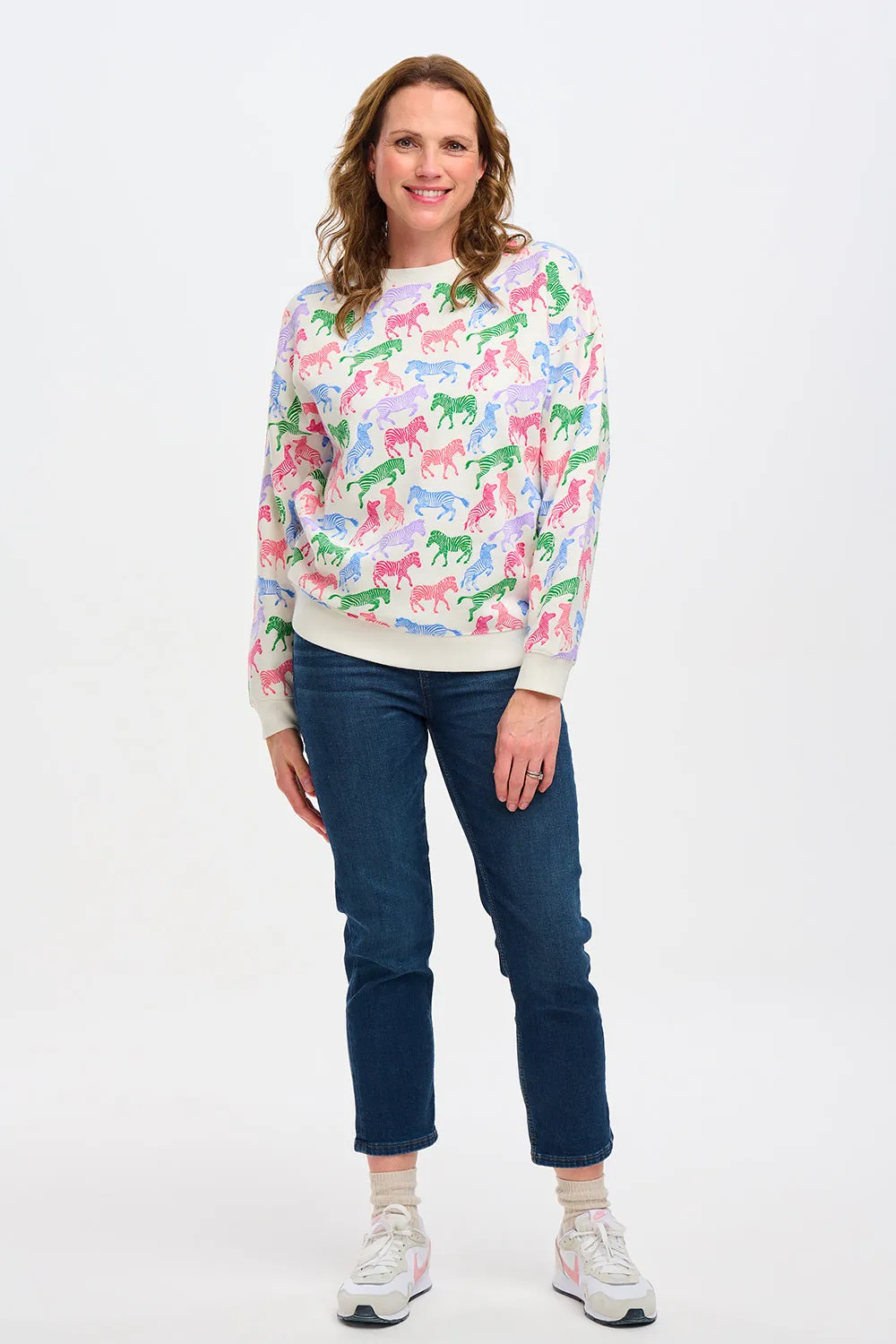 Eadie Relaxed Sweatshirt - Off-White. Colourful Zebra