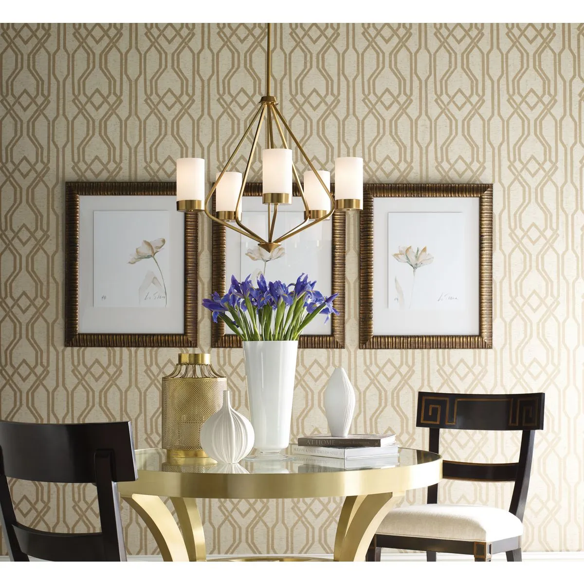 Elevate Collection Three-Light Etched White Glass Chandelier Light