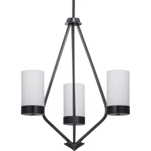 Elevate Collection Three-Light Etched White Glass Chandelier Light