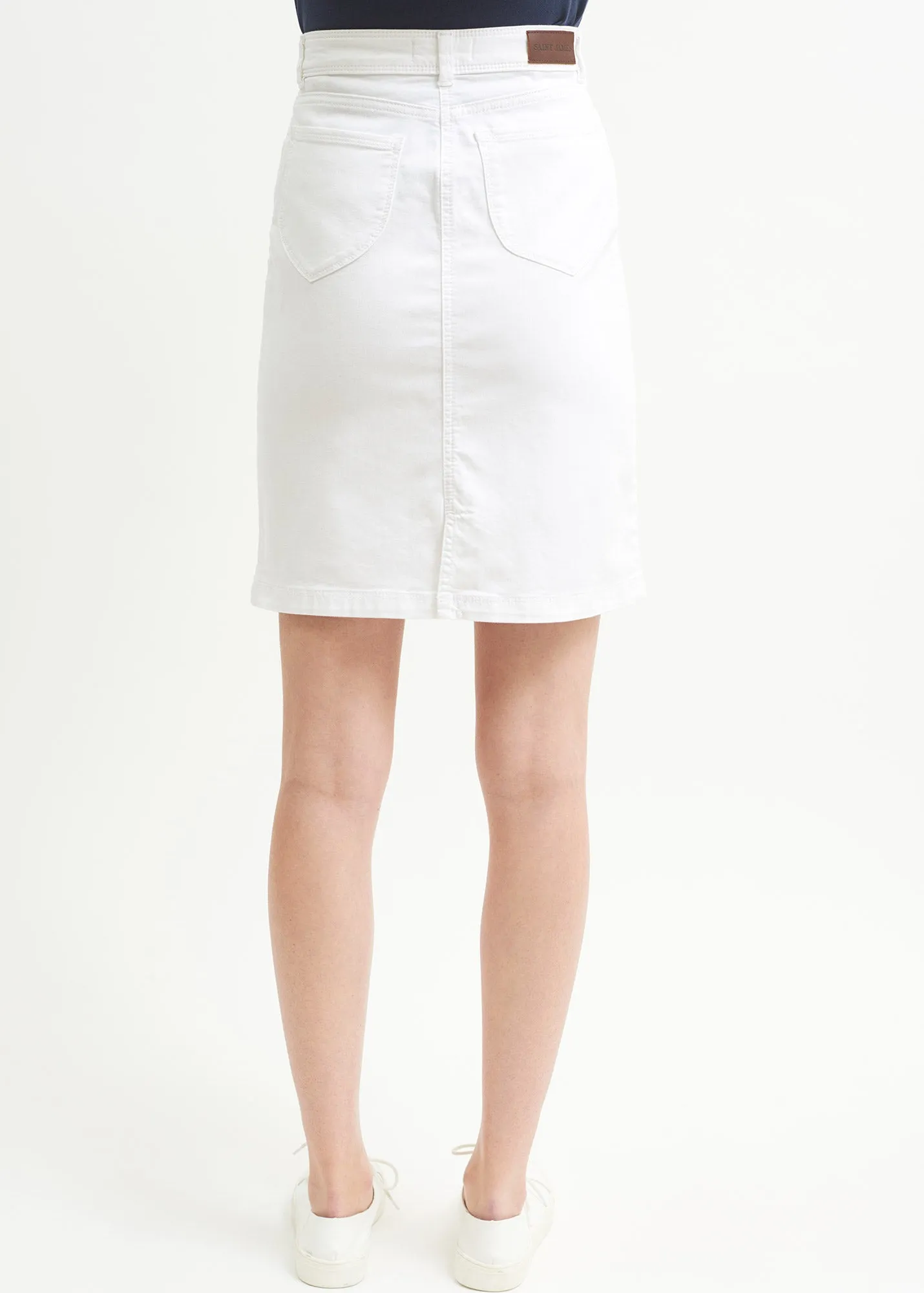 ELFY - Stretch Straight Skirt in Colorful Denim (WHITE)
