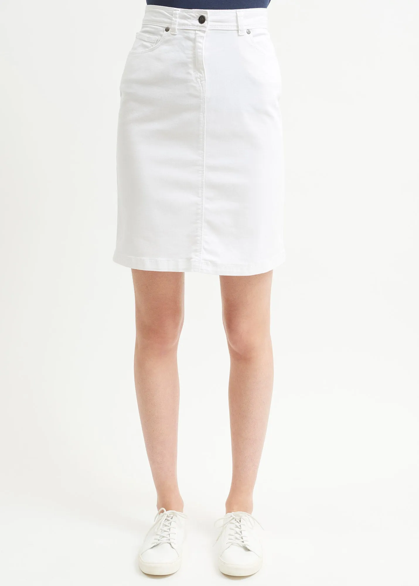 ELFY - Stretch Straight Skirt in Colorful Denim (WHITE)
