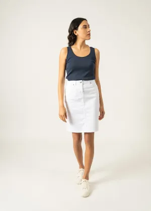 ELFY - Stretch Straight Skirt in Colorful Denim (WHITE)