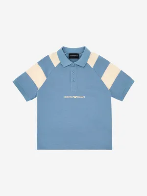Emporio Armani Boys Colourblock Polo Shirt in Blue