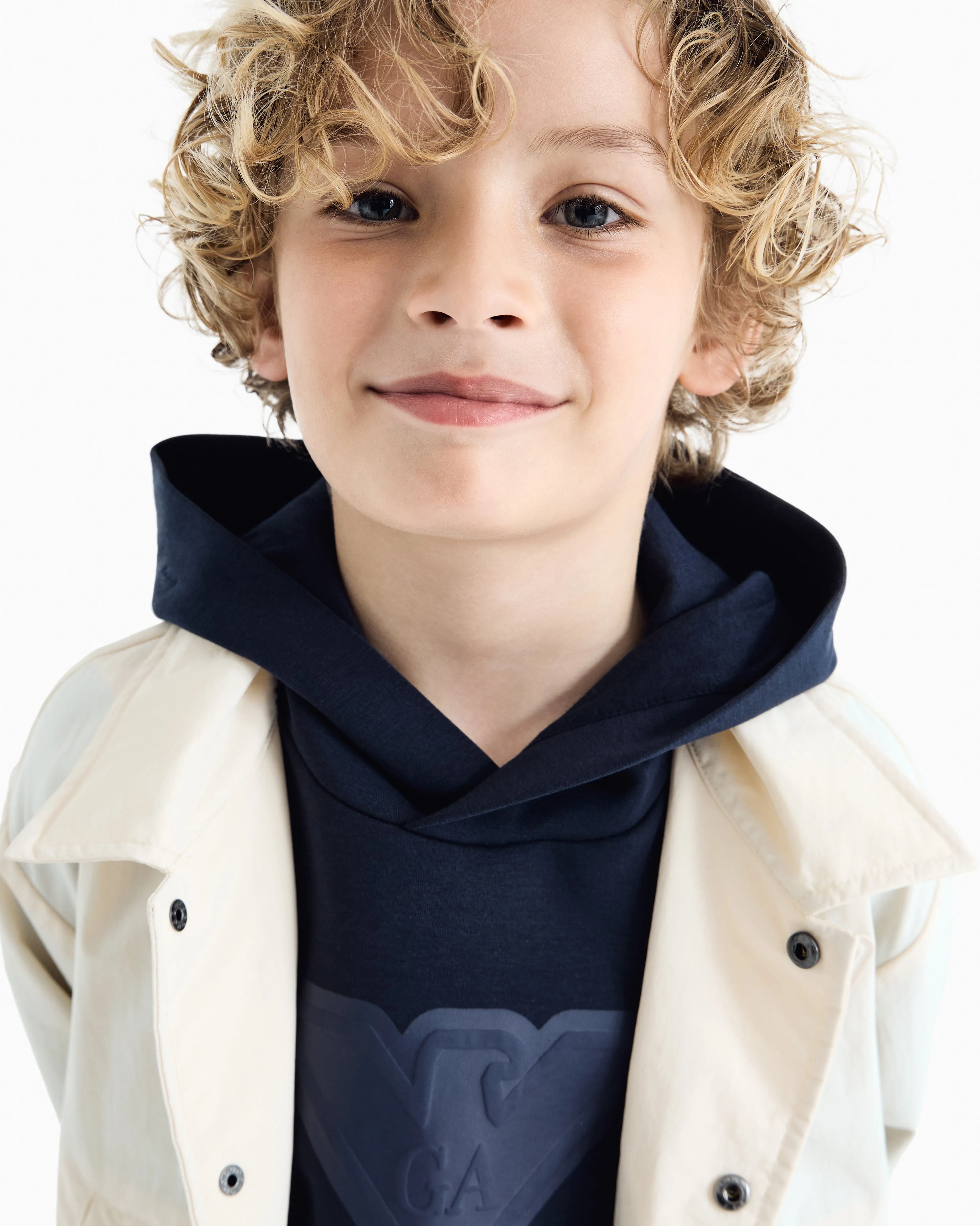 Emporio Armani Boys Logo Hoodie in Navy
