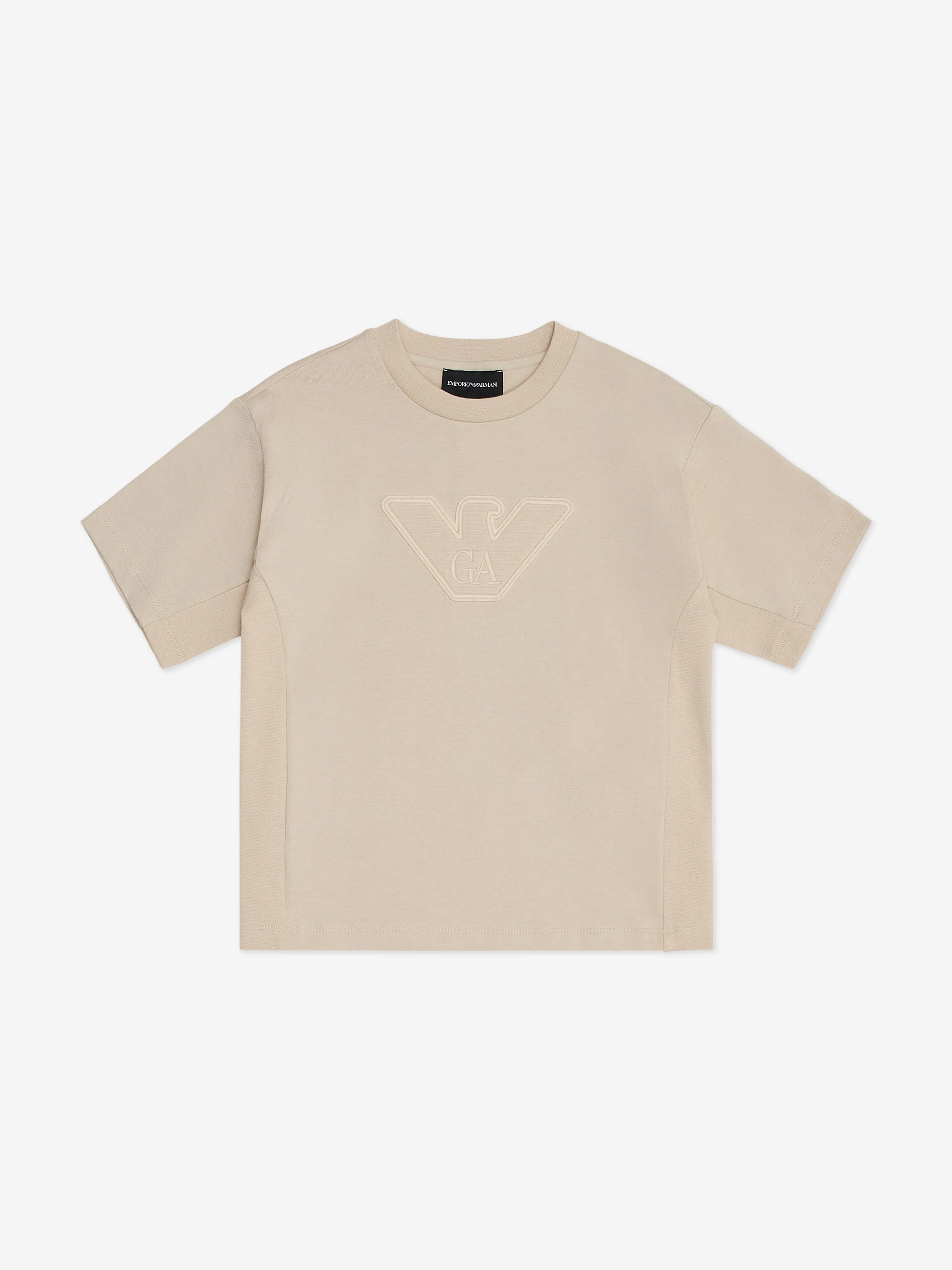 Emporio Armani Boys Logo Short Set in Beige