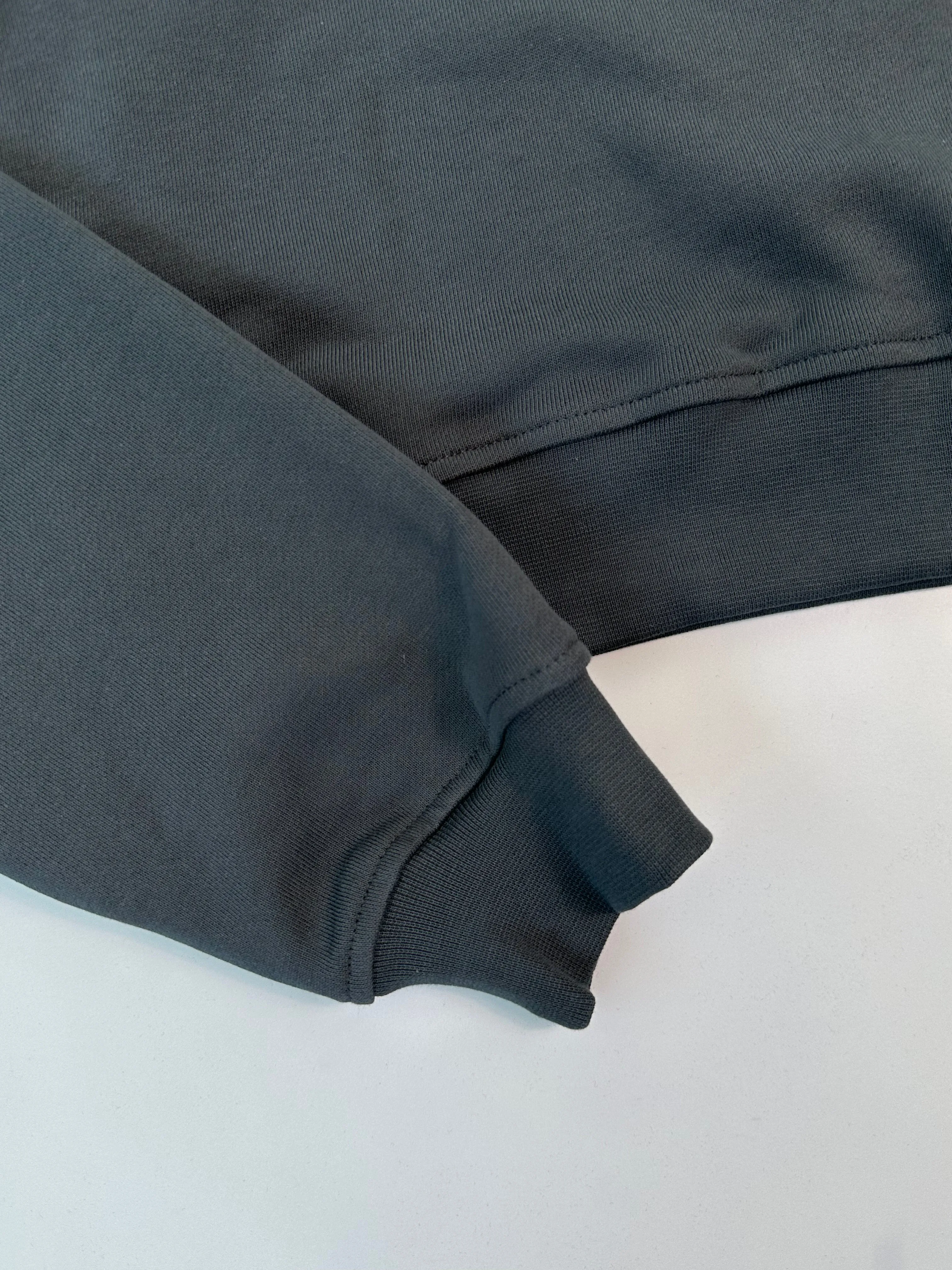 Felpa Crop Girocollo Color Ferro Con Logo In Tono