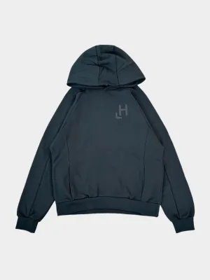 Felpa Ferro Con Raglan E Cappuccio Con Doppie Cuciture