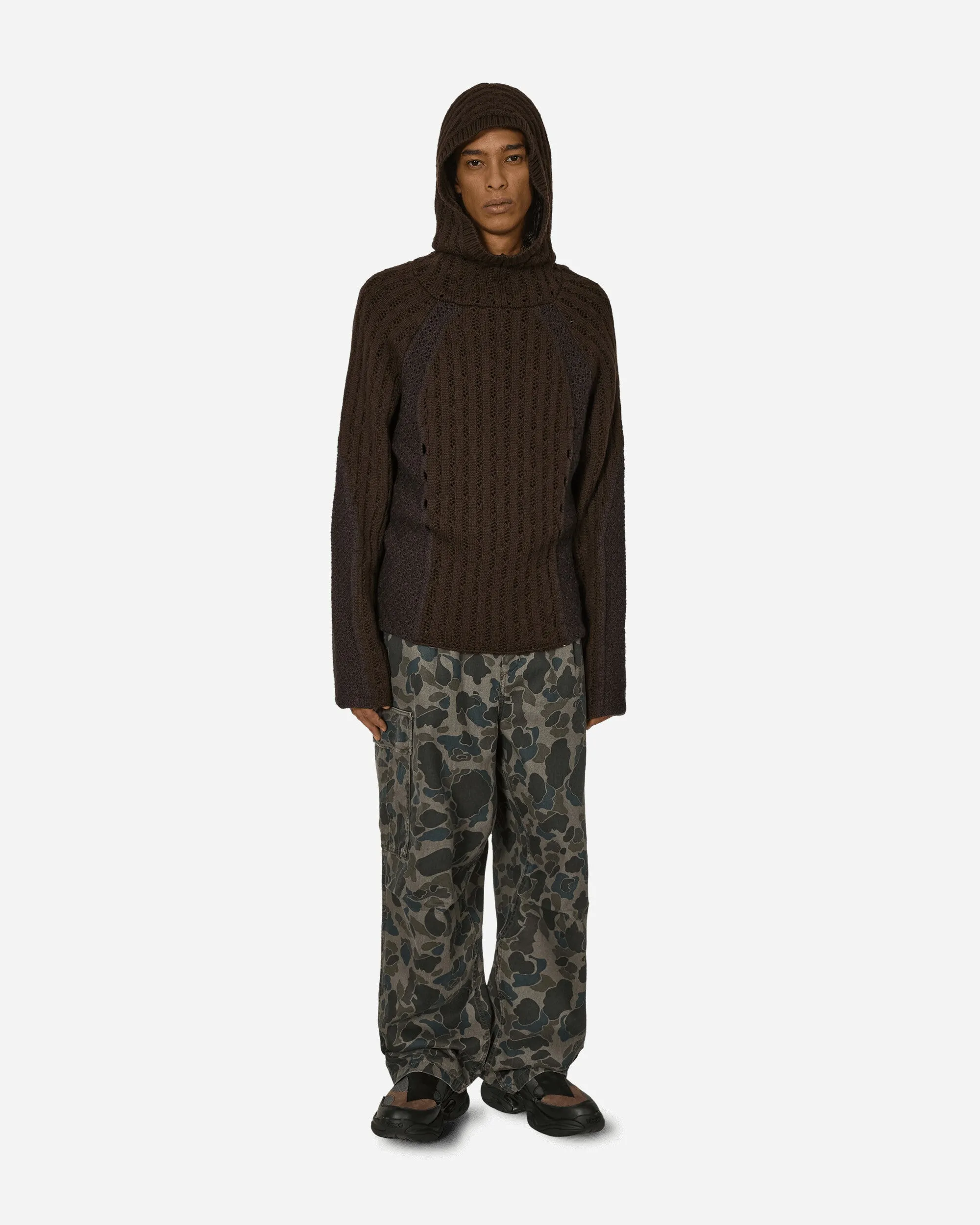 Flower Stitch Hoodie Brown