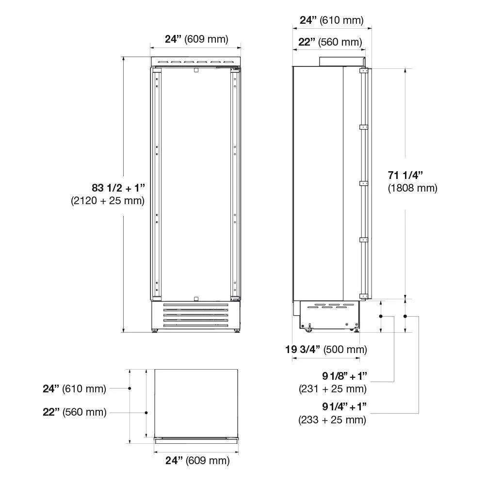 Fulgor Milano F7IRC24O1R 24" Built-In Fridge Column