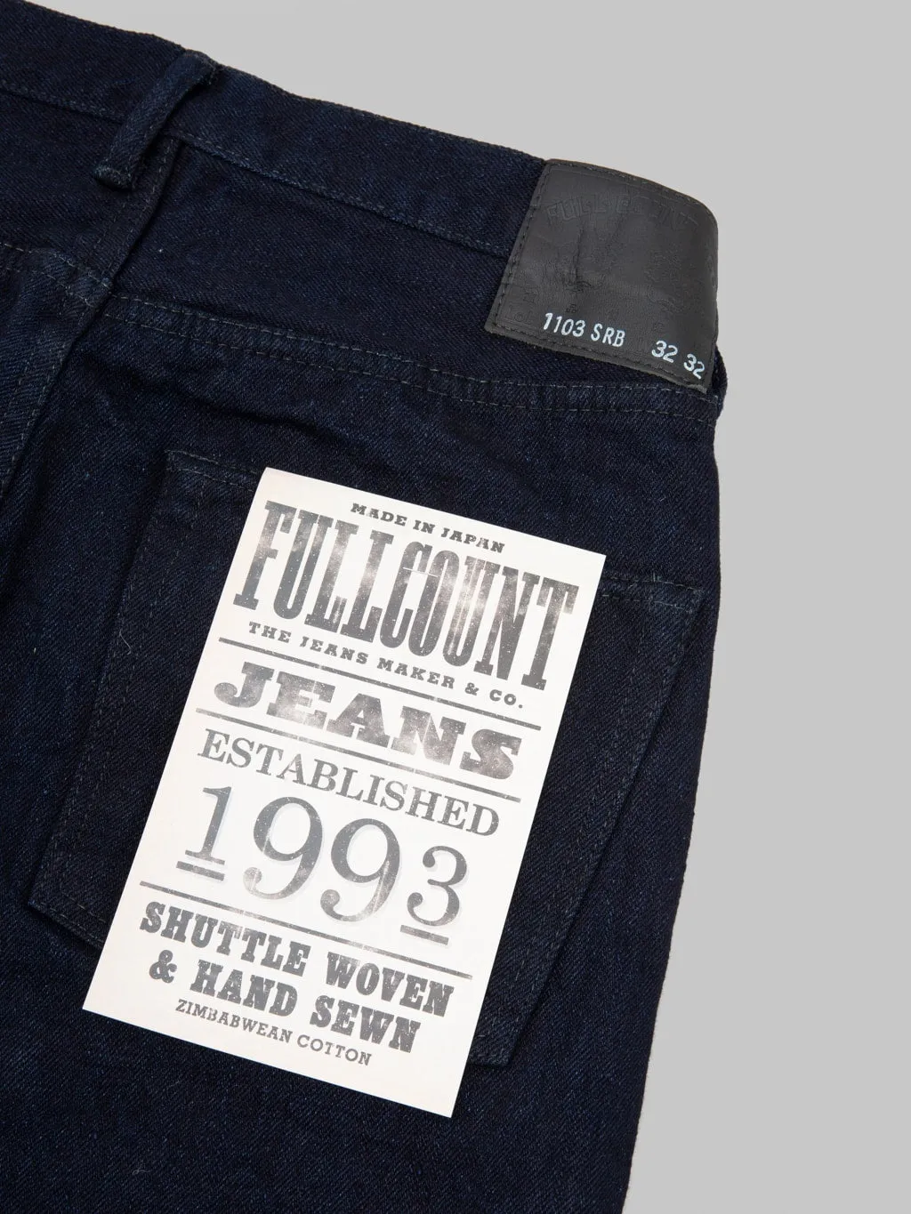 Fullcount 1103SRB 15.5oz Super Rough Indigo × Black Clean Straight Jeans