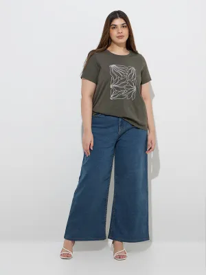 Gia Olive Floral Printed Cotton T-Shirt