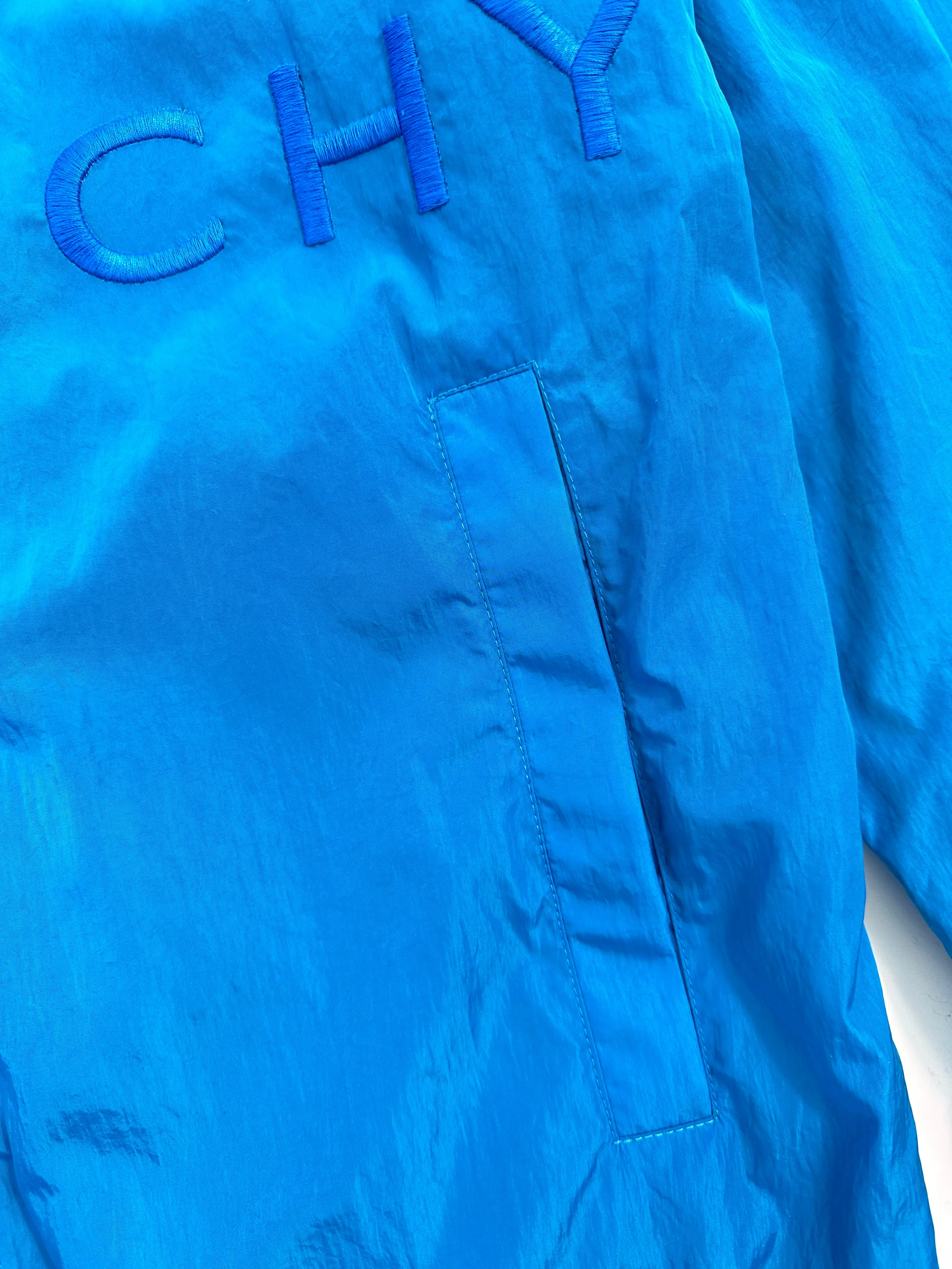 Giacca A Vento Blu Uomo Con Logo Ricamato
