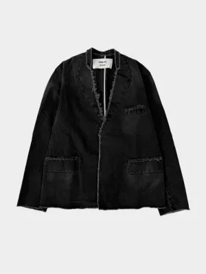 Giacca Di Jeans Nera Con Effetto Vintage