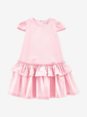 Giirls Cotton Ruffle Dress in Pink