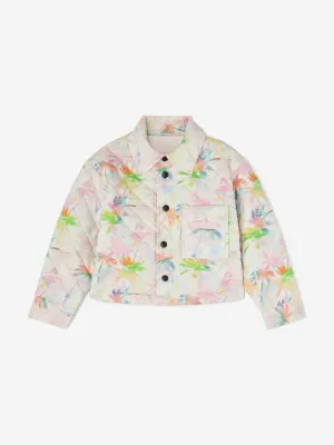 Girls AOP Palms Padded Jacket in Ivory