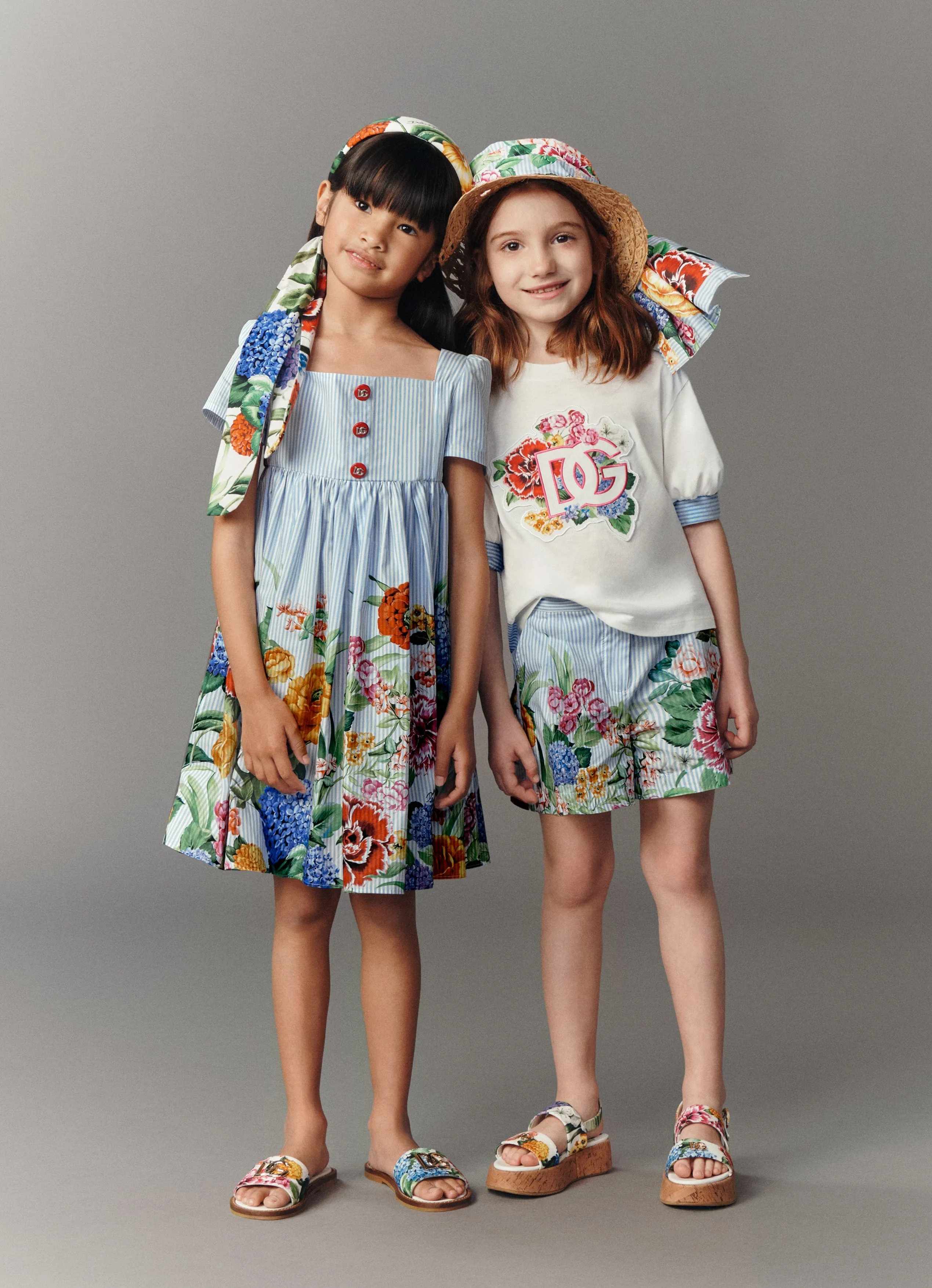 Girls Floral Logo Tie Front T-Shirt in White