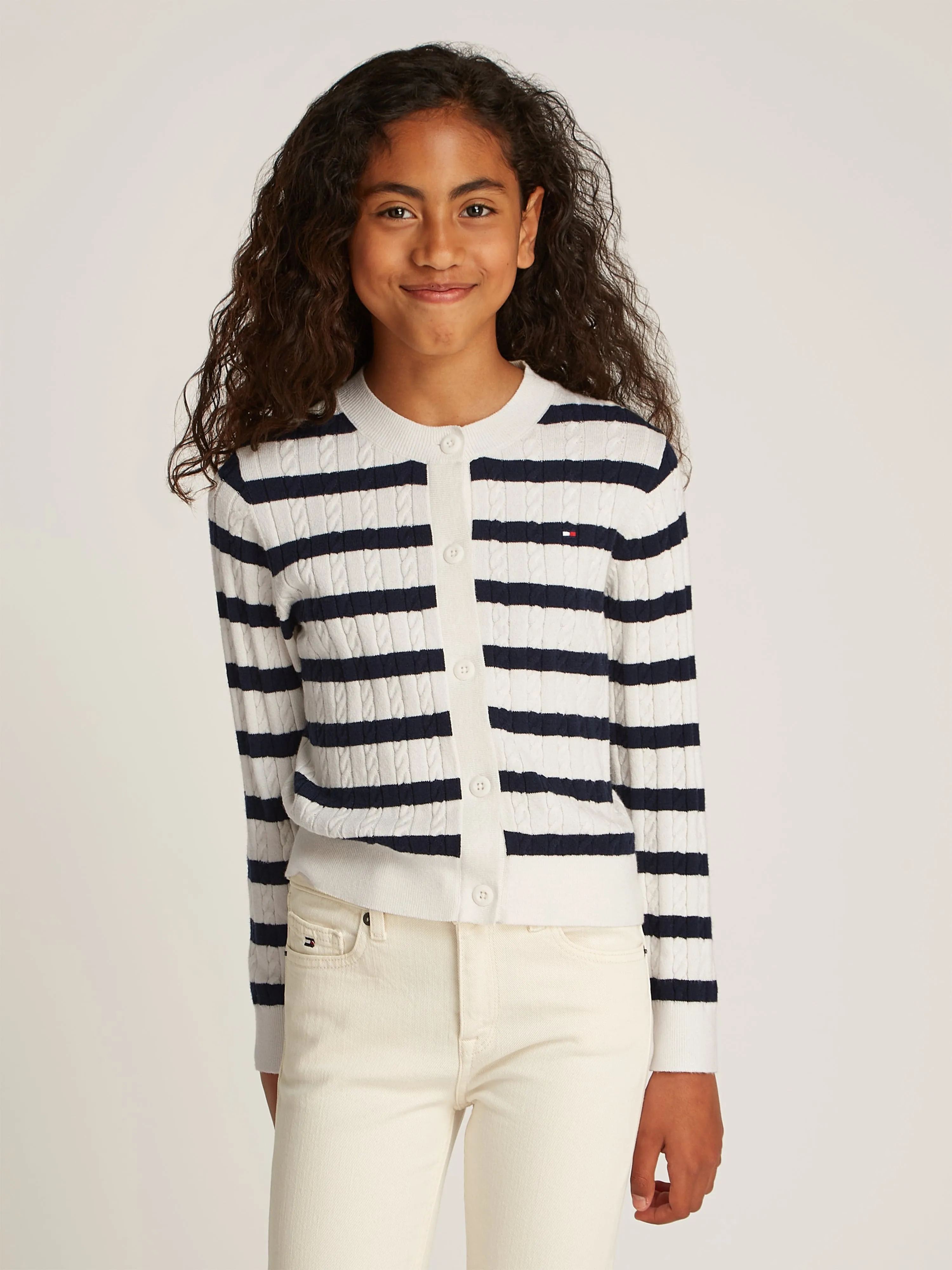 Girls Mini Cable Knit Cardigan in Multicolour
