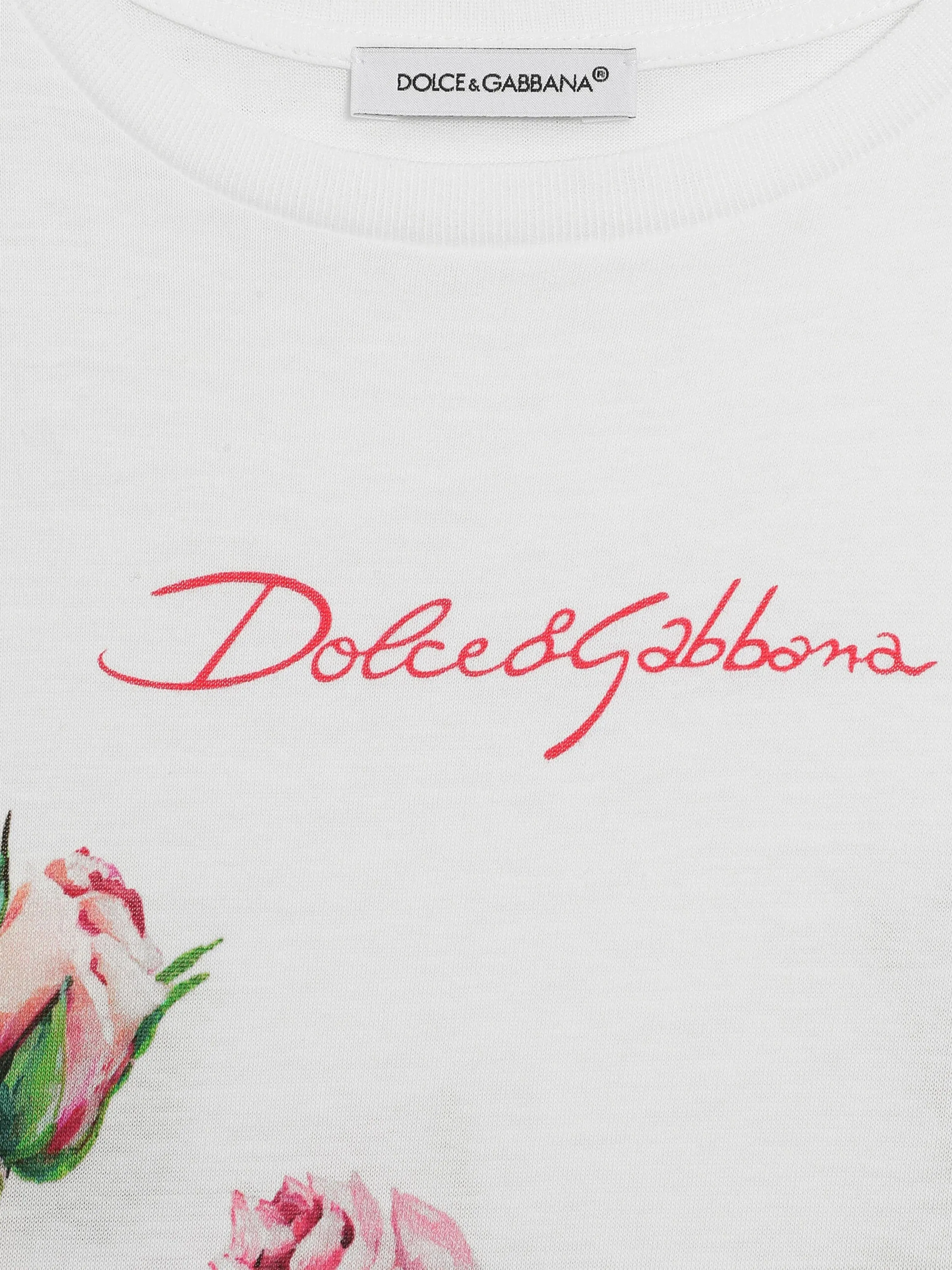 Girls Rose Print T-Shirt in White