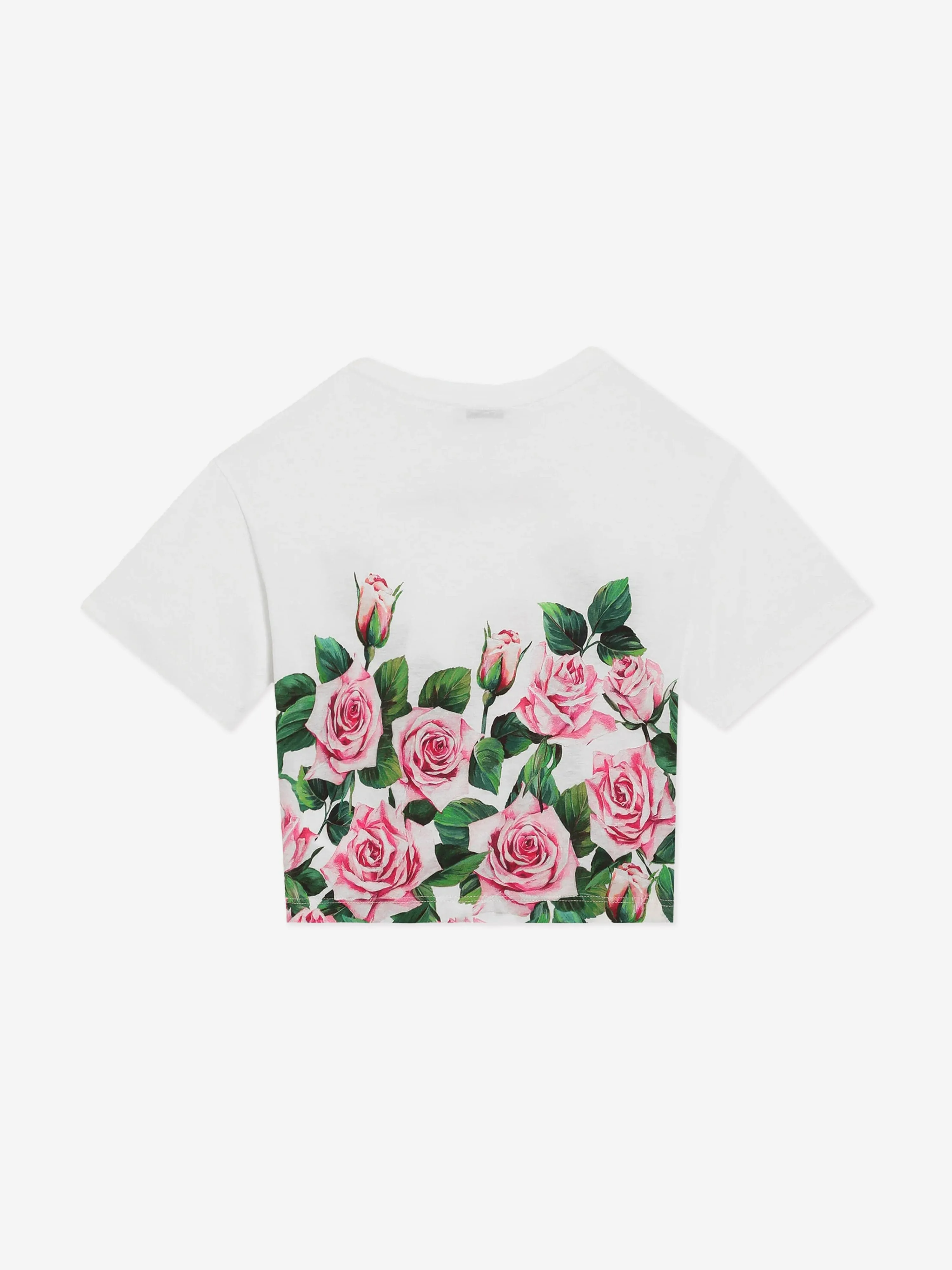 Girls Rose Print T-Shirt in White