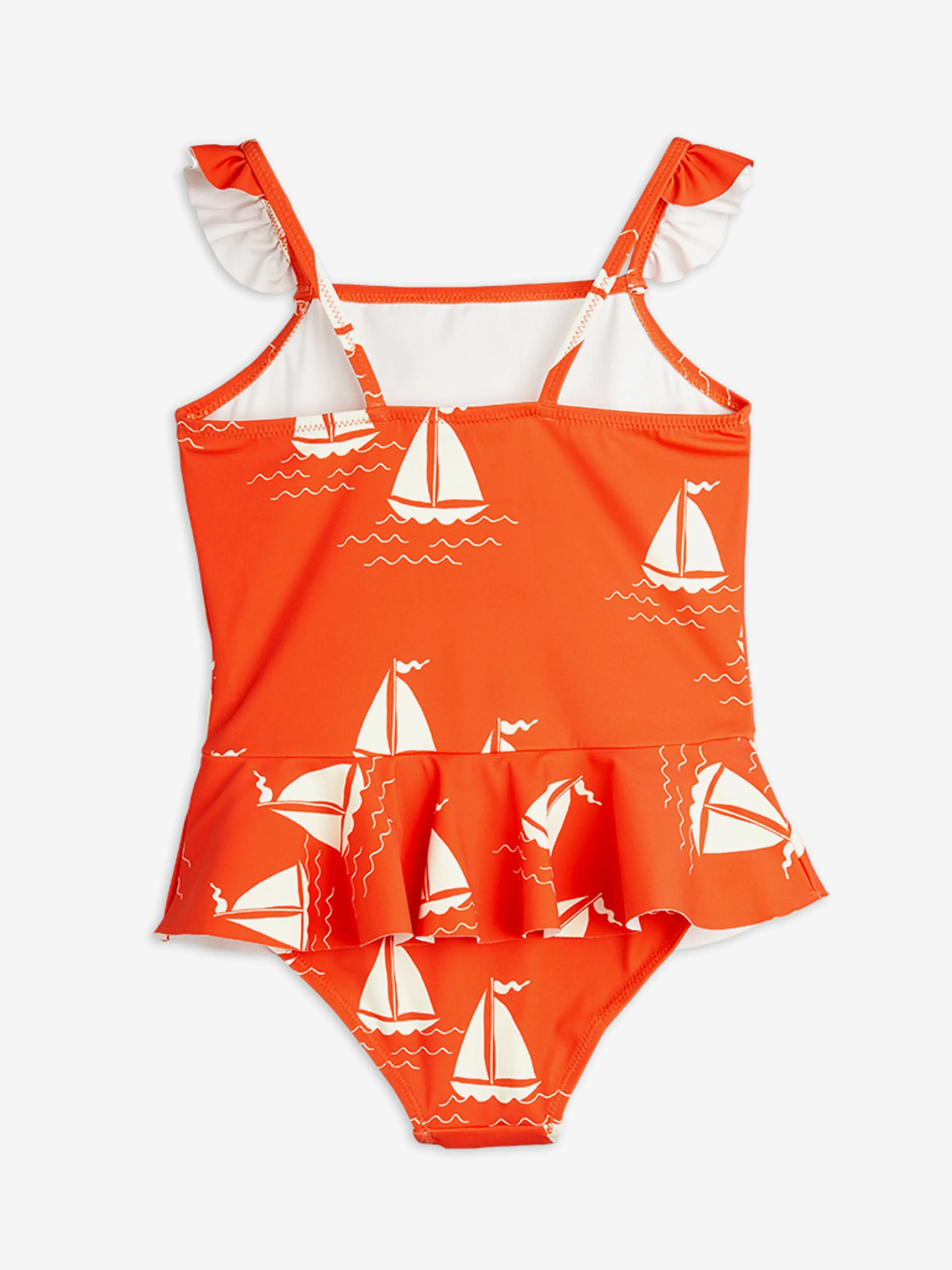Girls Sailing Boats AOP Skirt Swimsuit in Orange