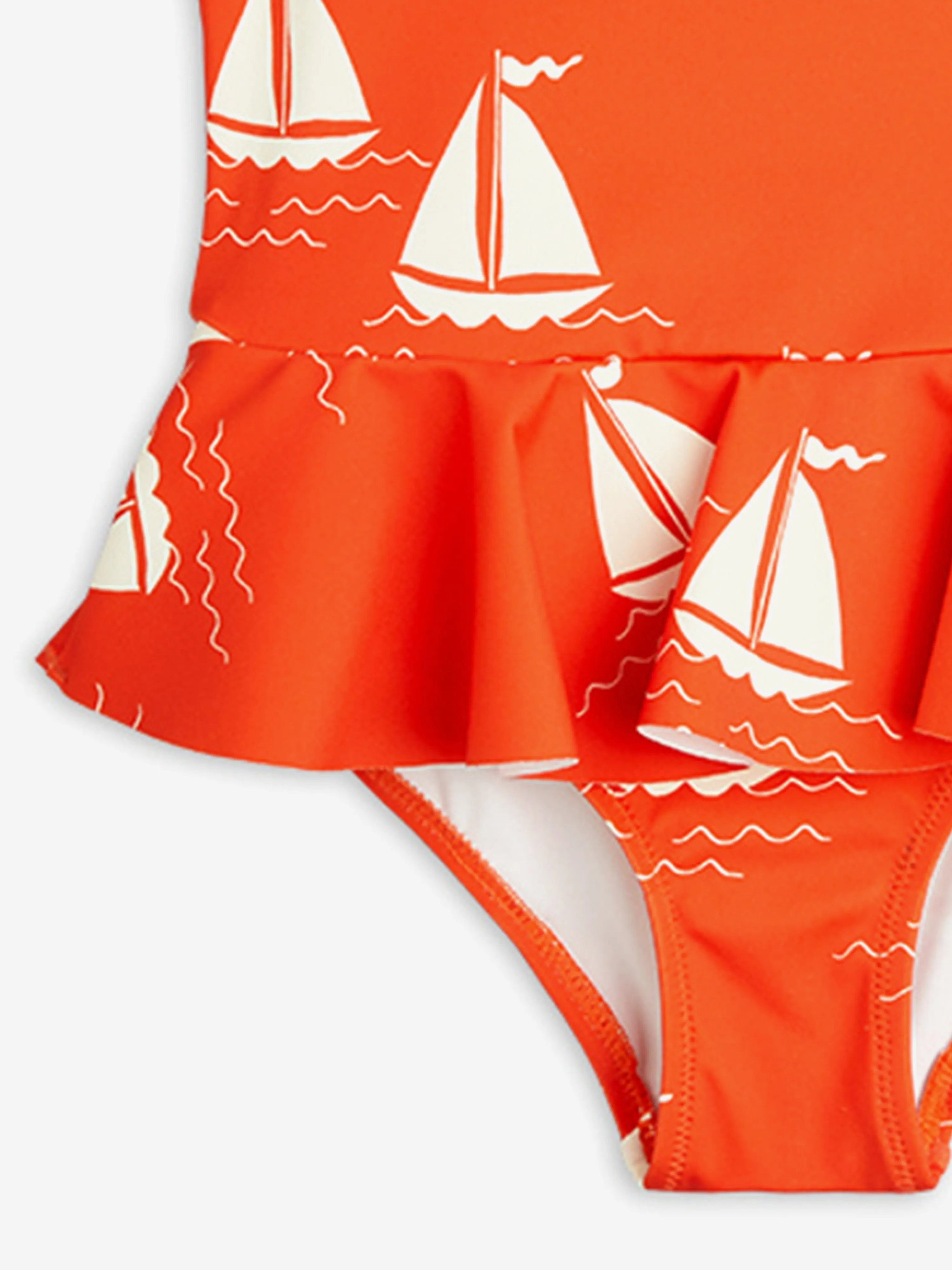 Girls Sailing Boats AOP Skirt Swimsuit in Orange