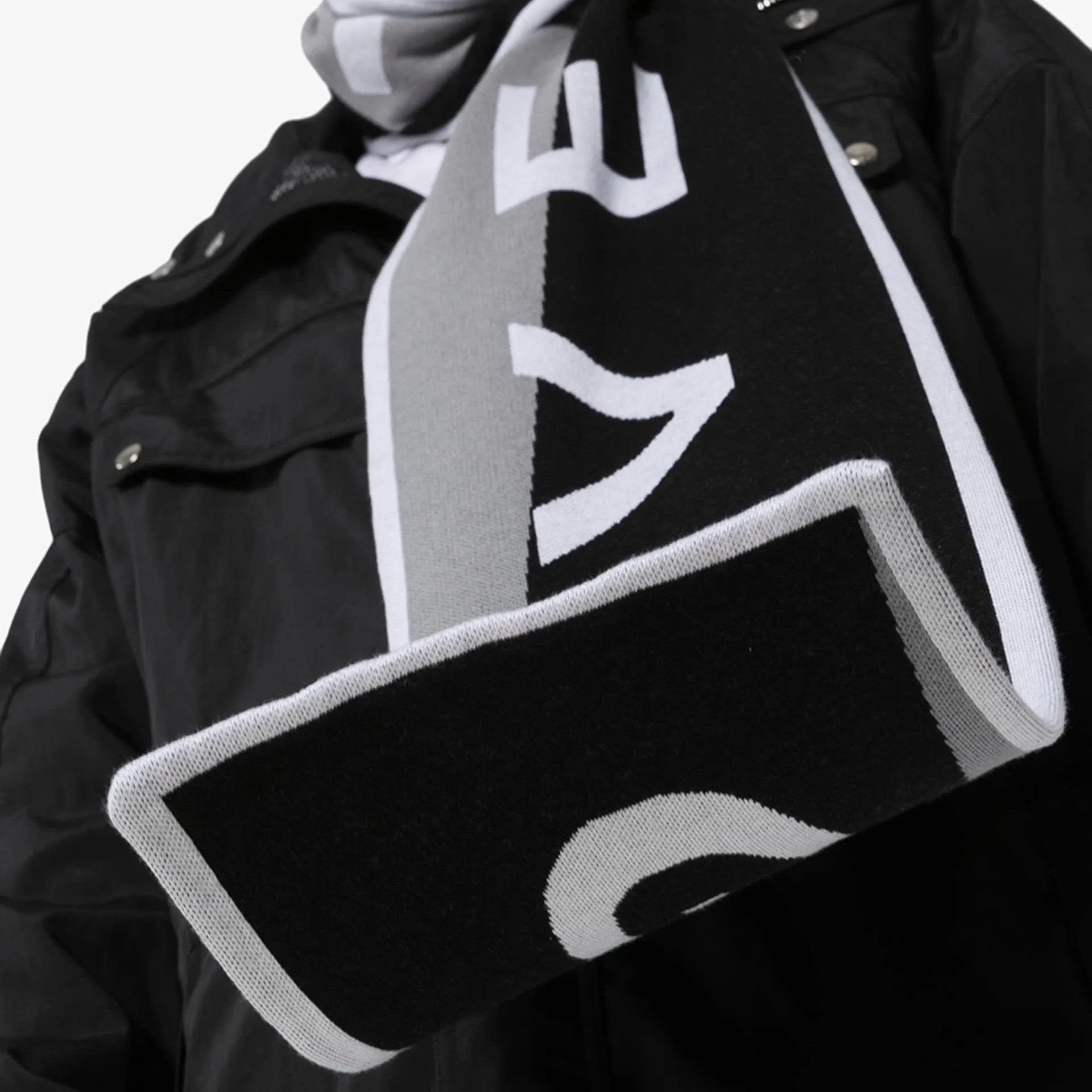 Givenchy Black & Grey Logo Team Scarf