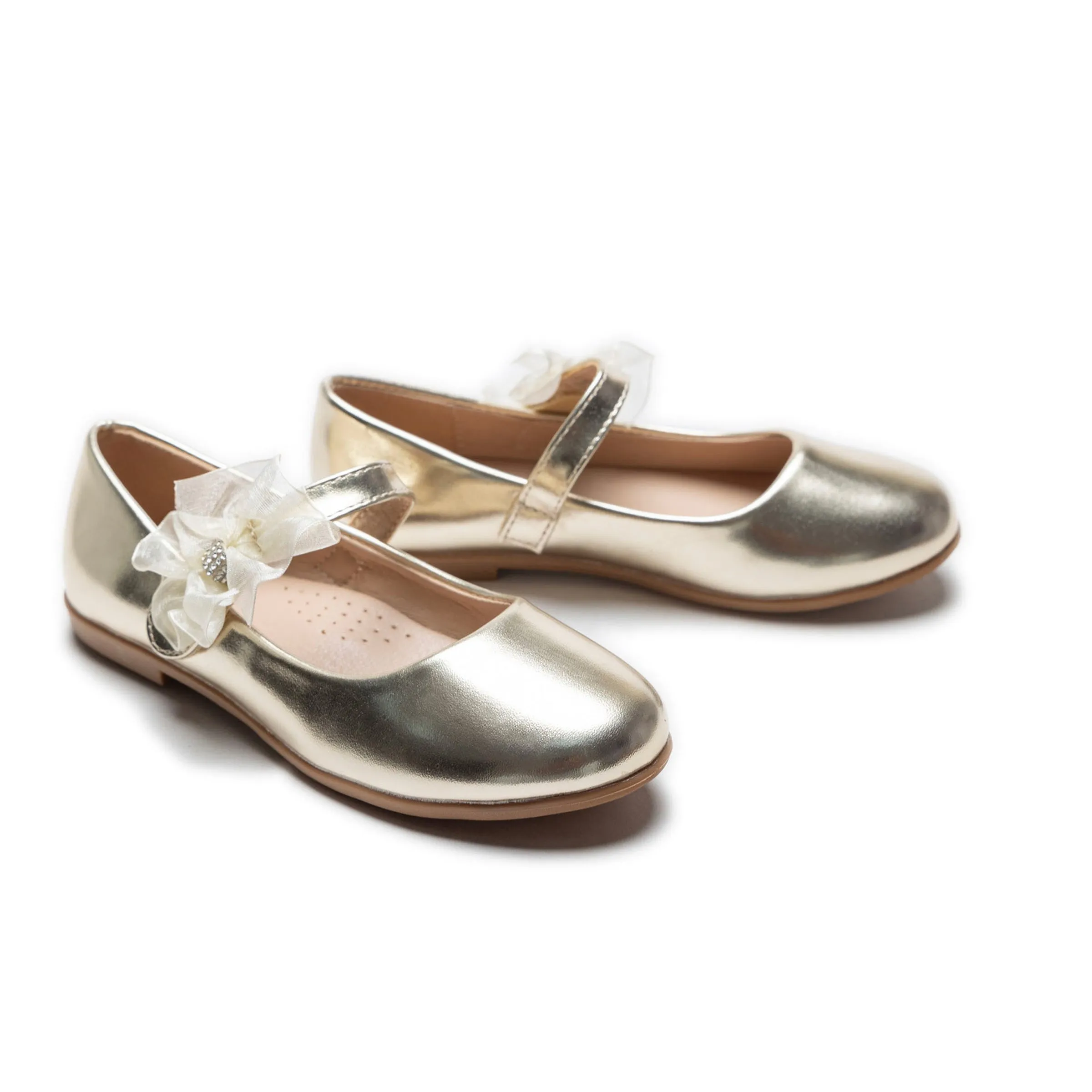 Gold Haile Rhinestone Flower Flats