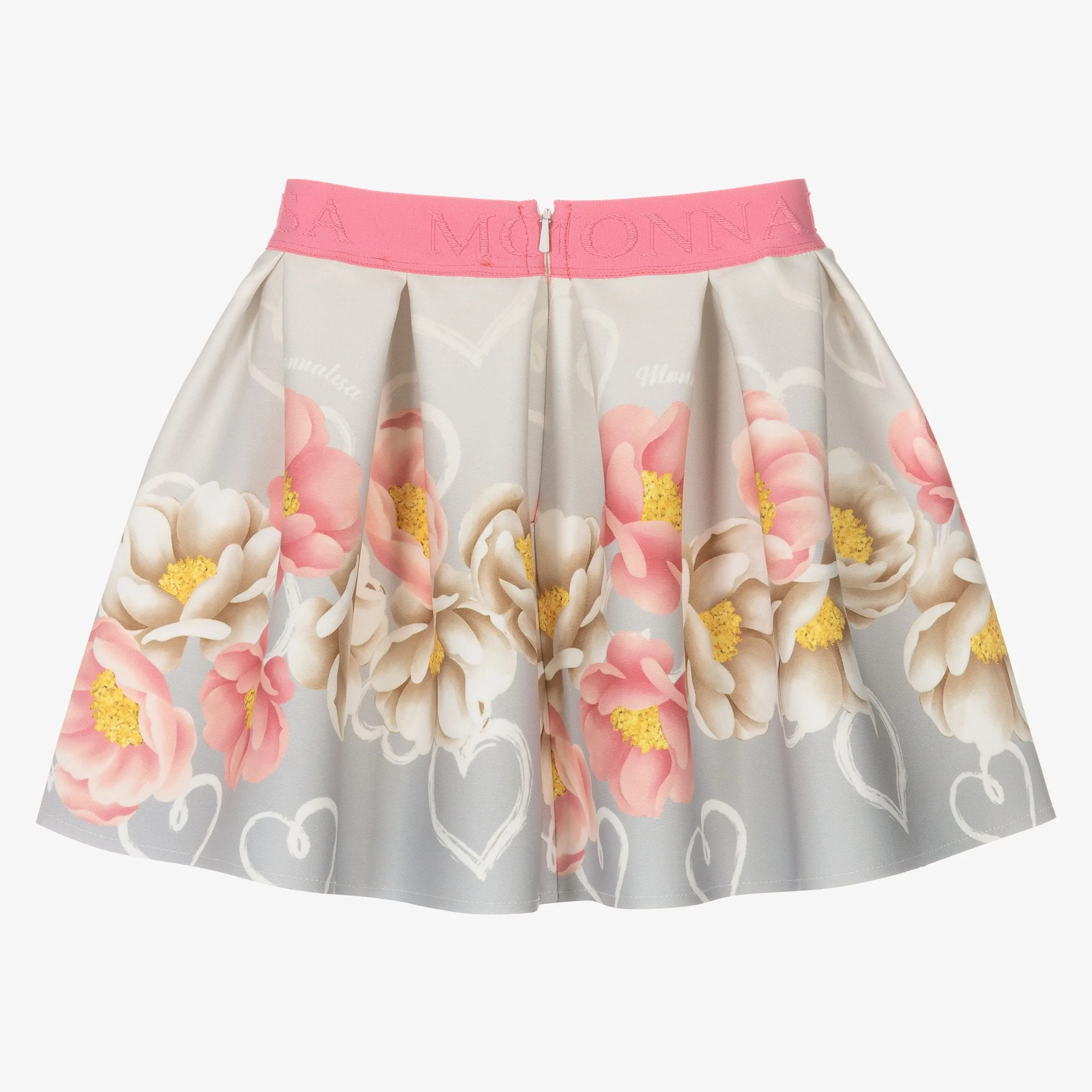 Gray Floral Neoprene Skirt