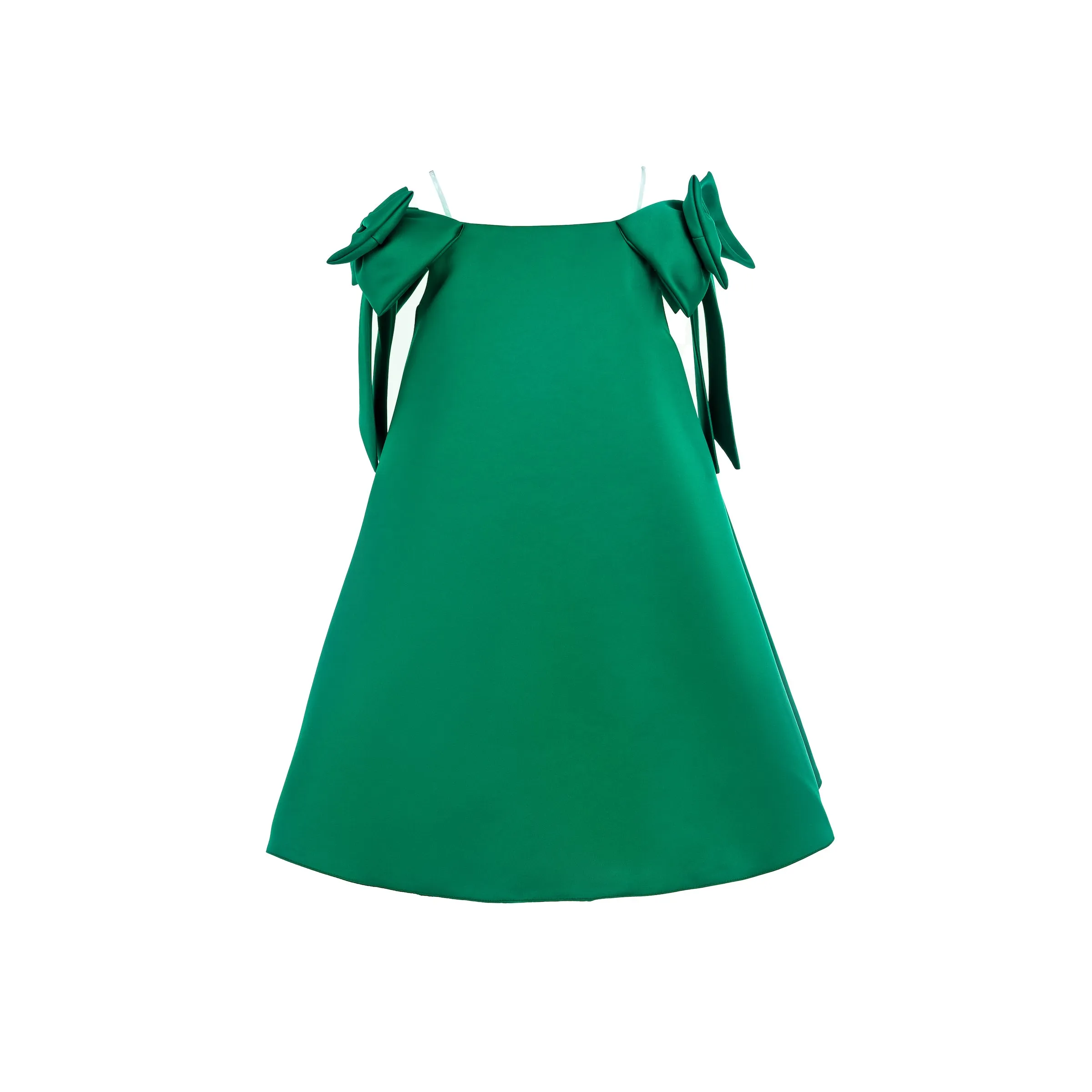 Green Luneta Off Shoulder Bow Dress