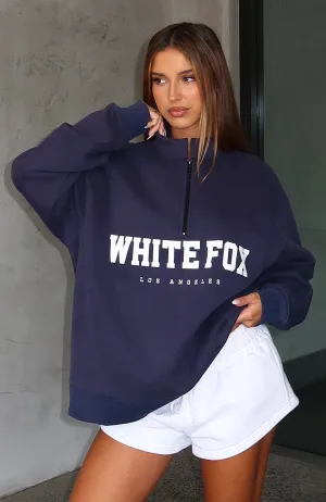 High Standard Zip Front Sweater Navy