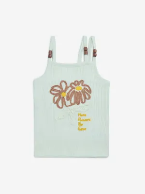 HOP Kids Off-White Tropical-Inspired Cotton Top