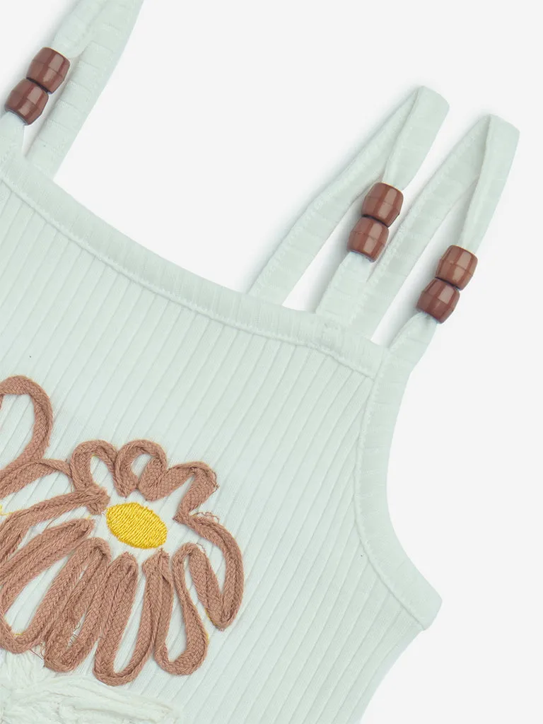 HOP Kids Off-White Tropical-Inspired Cotton Top